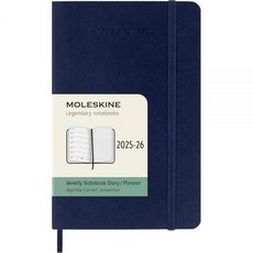 Moleskine 클래식 18개월 2025-2026 주간 플래너 소프트 커버 포켓 8.9cm x 14cm3.5인치 5.5인치 사파이어 블루 208페이지 107469, Moleskine 클래식 18개월 2025-2026 주