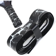 땀 흡수 그립 테니스 라켓 손잡이 교체 피클볼 파델용 DH 신화 프리미엄 두꺼운 교체용 테이프 쿠션감 있고 미끄럼 방지 랩, Black with White Lightning, Lightning Series