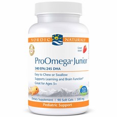 노르딕내츄럴스 프로오메가 주니어 340 EPA 245 DHA 500mg 스트로베리 소프트젤, 90정, 3개