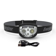 에너자이저 VISION LED 헤드램프 손전등 USB 충전식 400루멘 IPX4 방수 7가지 모드 캠핑 달리기 야외 비상등을 위한 최고의 헤드라이트, 1팩, 미드나잇 블랙