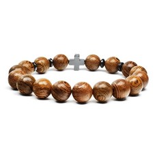 코코지아 천주교 18구 묵주 십자가 팔찌, 1개, 우드