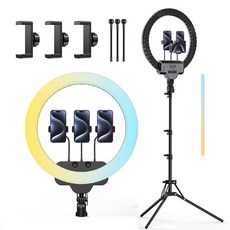 45.7cm(18인치) 링 조명 키트 208.3cm(82인치) 접이식 스탠드 CRI 95 2700-6500K 색온도 조도 조절 가능한 LED 셀카 라이브 스트리밍 틱톡 메이크업, 45.7cm(18인치) 링 조명 키트 208.3cm(8