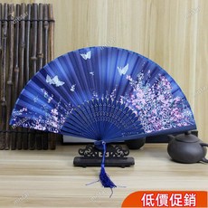 店長推薦 中國風漢服扇子折扇女式霸王別姬櫻花古風古典舞蹈學生夏季小折疊 jkVT73, 01國色天香,包含扇袋, 1個