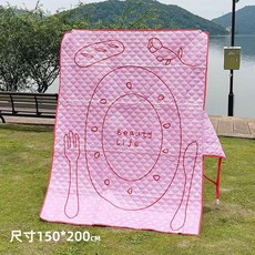 雙面防水手提式野餐墊 200*200CM, 野餐墊 - 精緻餐桌粉 加厚 150*200CM