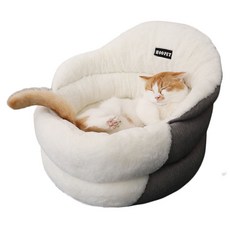 PCTN 따뜻한 고급 고양이 겨울방석 애묘 털쿠션 애견 방석 포근한 강아지 집 Cozy & Warm Pet Fur Cushion House, PCTN 화이트, 1개
