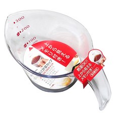 일본 이노마타 플라스틱 계량컵 손잡이 투명 비커 눈금컵, 1개, 300ml, 타원