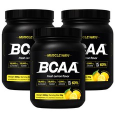 머슬웨이 BCAA 글루타민 타우린 헬스보충제 레몬맛, 3개, 600g