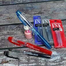 플래티넘 프레피 만년필 0.3mm F촉+카트리지(2본입), 레드 Set