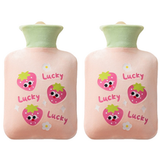 StarR 럭키 스트로베리 스퀘어 보온 물주머니 500ML, 2개