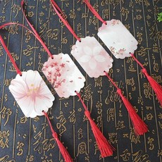 臺灣出貨 創意幼兒園許願卡吊樹卡心願卡懸掛件吊牌兒童開學祝福空白卡片紙, 花澗40張配紅絲帶+流蘇, 1個