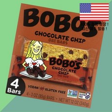 보보스 오트 바 초콜릿 칩 4바 각 3온스 85g Bobo's Oat Bars Chocolate Chip 4 3oz Each, 보보스 오트 바 초콜릿 칩 4바 각 3온스 85g Bo