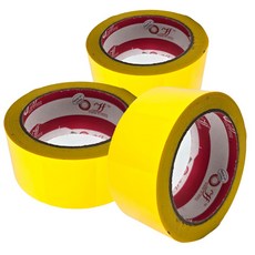 링비츠 박스 포장 컬러 테이프 더블 75m, 3개, 옐로우