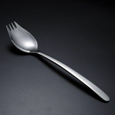 不鏽鋼叉匙 叉勺 沙拉勺 水果叉 湯匙叉 兩用叉勺一體, 1個, 304不銹鋼 叉勺