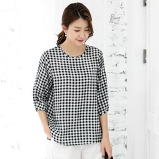 여성 인견 7부 셔링소매 패턴 블라우스 빅사이즈