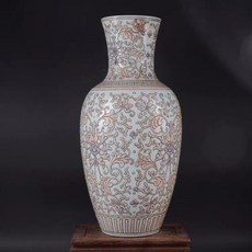 手繪青花玻璃白花瓶 高45釐米 口12釐米 底12釐米, 如圖所示