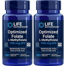 라이프익스텐션 옵티마이즈 엽산 1700mcg DFE 태블릿 180정 2팩, 2개