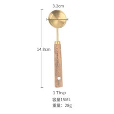 優選 計量勺 不鏽鋼量杯帶刻度 烘培定量勺 克數勺 咖啡量杯 廚房工具, 1個, 長柄金色15ml