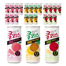 동원 쿨피스 제로 혼합세트 / 복숭아 + 파인애플 + 자두 / 총, 24개, 230ml
