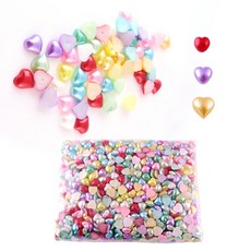 단면비즈 반쪽진주 하트 칼라혼합 (대용량) -3사이즈BBS, 하트반쪽진주12mm