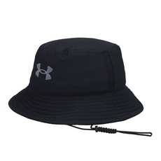 Under Armour 安德瑪 漁夫帽男女通用Bungageu帽黑色探險帽大尺寸大頭漁夫帽涼爽材質下巴帶帽