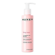 Nuxe Very Rose 크리미 클렌징 밀크 메이크업 리무버 민감한 피부용 얼굴 및 눈용 로즈 플로럴 워터 포함 190ml(6.8온스)