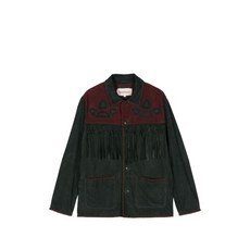 바지스트 패널 프린지 레더 셔츠 재킷