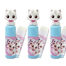 위시캣 어린이 캐릭터 립케어 딸기향 립밤 (25년형), 3개, 3.8g, 아이냥