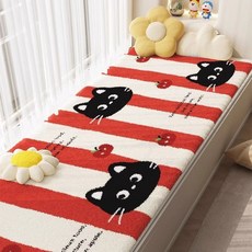 DFMEI 可愛狗狗仿羊絨地墊陽臺墊四季通用吸水防滑窗臺墊榻榻米飄窗墊, 1cm, 黑貓咪:40*60cm【仿羊絨】