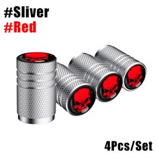 [호환] 4개/몫 타이어 줄기 밸브 모자 알루미늄 자동차 방진 휠 공기 자전거 오토바이, 13 2-Silver-Black Red, [13] 2-Silver-Black Red