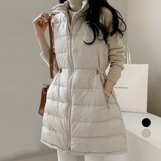 그레힙 여성 골프 롱 패딩 조끼 골프롱패딩베스트 허리 스트링 경량 패딩 점퍼 겨울 골프웨어