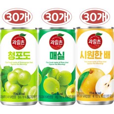 해태 과일촌 미니 소캔 음료수 3종 30개씩 혼합세트(청포도+매실+시원한배), 90개, 175ml