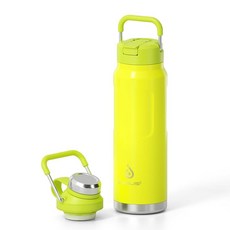 ECLATIS IDEUS 946.4ml32온스 단열 물병 누출 방지 스테인리스 스틸 스포츠 워터 컵 플라스크 빨대 및 뚜껑 포함 체육관 하이킹 사무실용 넓은 입구 오렌, 옐로우