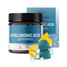 HERBAMAMA 히알루론산 젤리 - 모발 피부 및 손톱 지원을 위한 250mg 순수 히알루론산 - 비건 GMO 프리 피부 탄력 보충제 - 펙틴 기반 망고 맛 츄 60개, HERBAMAMA 히알루론산 젤리 -50mg 순수 히알, 1개