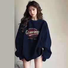 SAHINER 겨울 기모안감 맨투맨 여성 루즈핏 맨투맨 BWY71