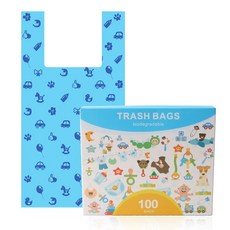 背心垃圾袋 環保加厚可分解寵物垃圾袋 寵物撿便袋 寵物外出垃圾袋 拾便袋, 1個, 藍色, 100