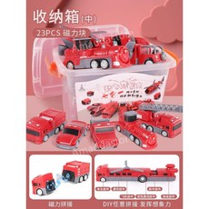 키즈 버라이어티 마그넷 어셈블리 엔지니어링 자동차 퍼즐 빌딩 블록 마그네틱 접합 생일 선물 장난감 소년 3 세 4, 마그네틱 어셈블리 소방차 23종 세트, 1개