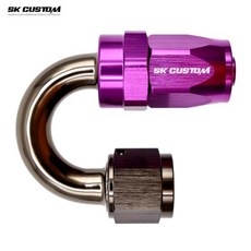 SKCUSTOM 오일 파이프 피팅 스위블 호스 엔드 와이어 편조 튜브 어댑터 엔진 AN6 AN8 AN10 120 ° 150 180, 4)AN4 180 Degree