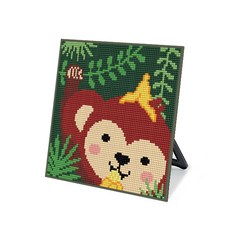 보석십자수 캐릭터 십자수 큐트 액자 그림 비즈 세트 스탠드형 20x20, DS40_(소)바나나 원숭이, 1개