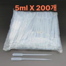 포웨이 플라스틱 투명 일회용 눈금 스포이드, 200개, 5ml
