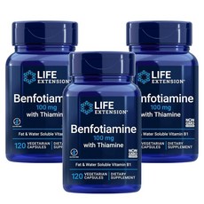 Life Extension 라이프 익스텐션 벤포티아민 + 티아민 100mg 캡슐 120정, 3개