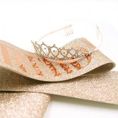 생일파티세트 생일왕관 티아라 어깨띠 세트 M11847, 로즈골드