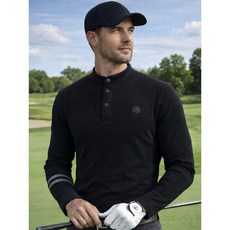 데니스골프 남성 더블니트 헨리넥 긴팔 티셔츠 NAQWMTS021