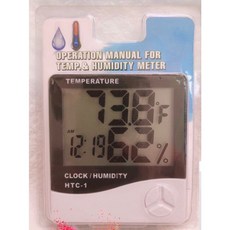《日樣》濕度溫度計 HTC-1 室內家用溫度計 大螢幕顯示 濕度 時間, 1個, 白色