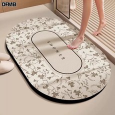 DFMEI 衛生間地墊浴室防滑吸水廁所強門口洗手間硅藻泥速幹腳墊地毯衛浴, 40*60cm(3mm硅藻泥)