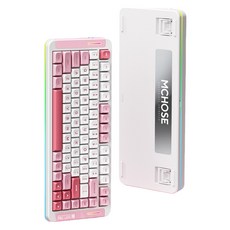 MCHOSE X75 V2 3모드 유무선 기계식 키보드, 화이트+피치핑크, 히아신스축, 제조사축