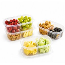 2칸 내열 다회용 도시락 반찬 밀폐 용기 950ml, 1개, 10개