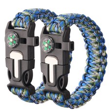 타닥 파라코드 팔찌 아웃도어 캠핑 등산 나침반 응급 구조 생존 팔찌, 1세트, C-2