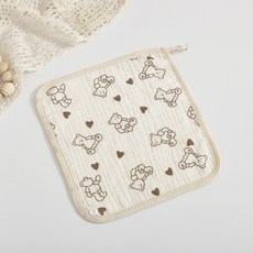 純棉四層紗布口水巾，嬰兒圍兜，寶寶洗臉巾，R96004, 愛心熊, 1個