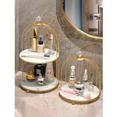 화장실 욕실 새장형 고급 선반 화장품 스킨케어 메이크업 용품, 골드 더블 레이어 블랙 골드 패턴, 골드 더블 레이어 블랙 골드 패턴