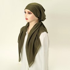 히잡 스카프 코튼 인스턴트 이슬람 Hijab 내부 랩 언더캡 삼각형 일반 터번 보닛 머리띠 모자
